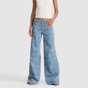 NWOT Alice + Olivia Amazing Paisley wide leg low rise baggy jeans / sz 27